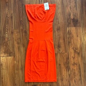 Wolford Strapless Bright Orange Bodycon Dress
